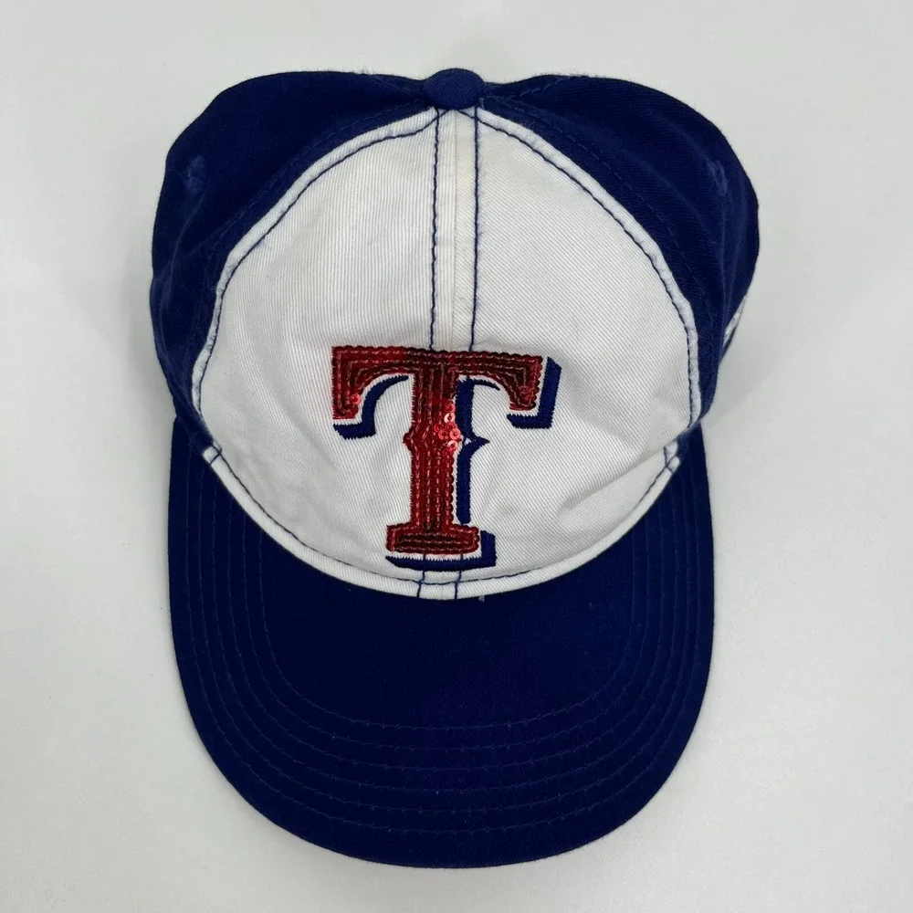 New Era 9TWENTY Texas Rangers Kids Sequin Logo Adjustable Hat Blue White